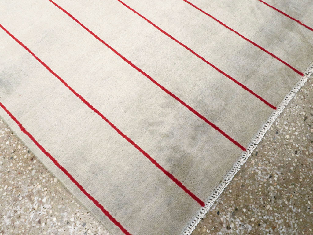 Vintage Persian Art Deco Mashad Throw Rug (Pair: 2 of 2), No.29098 - Staging