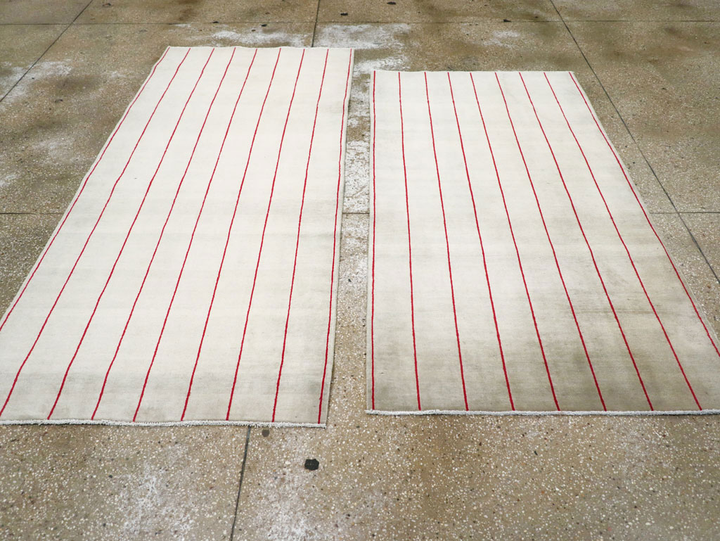 Vintage Persian Art Deco Mashad Throw Rug (Pair: 2 of 2), No.29098 - Staging