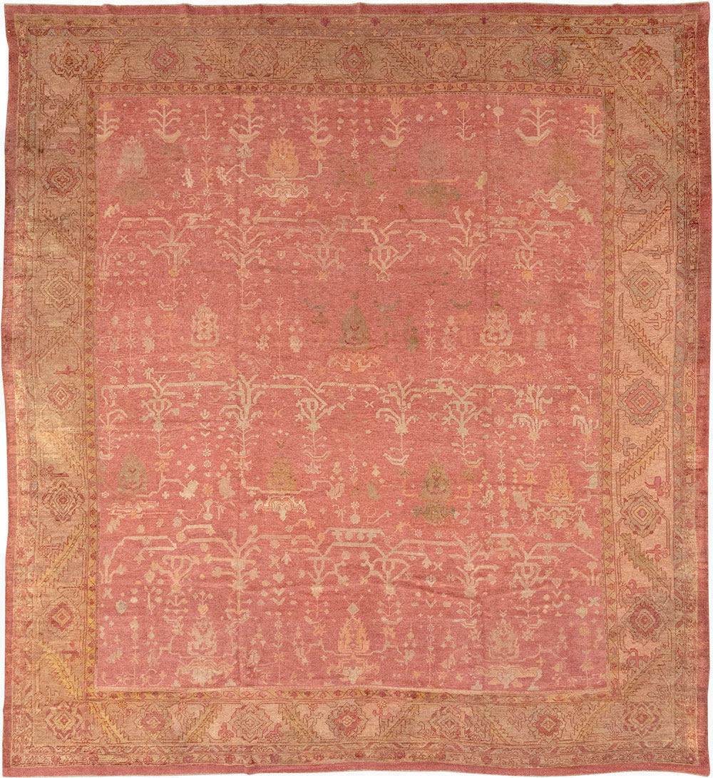 Antique Turkish Oushak Large Square Room Size Carpet, No.29099 - Staging