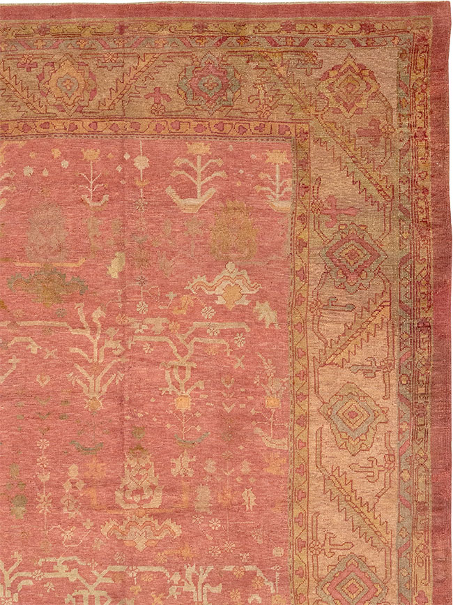 Antique Turkish Oushak Large Square Room Size Carpet, No.29099 - Staging