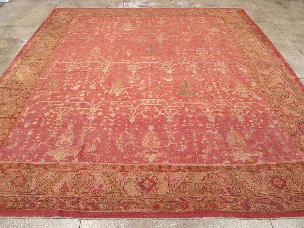 Antique Turkish Oushak Large Square Room Size Carpet, No.29099 - Staging