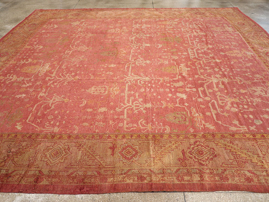 Antique Turkish Oushak Large Square Room Size Carpet, No.29099 - Staging