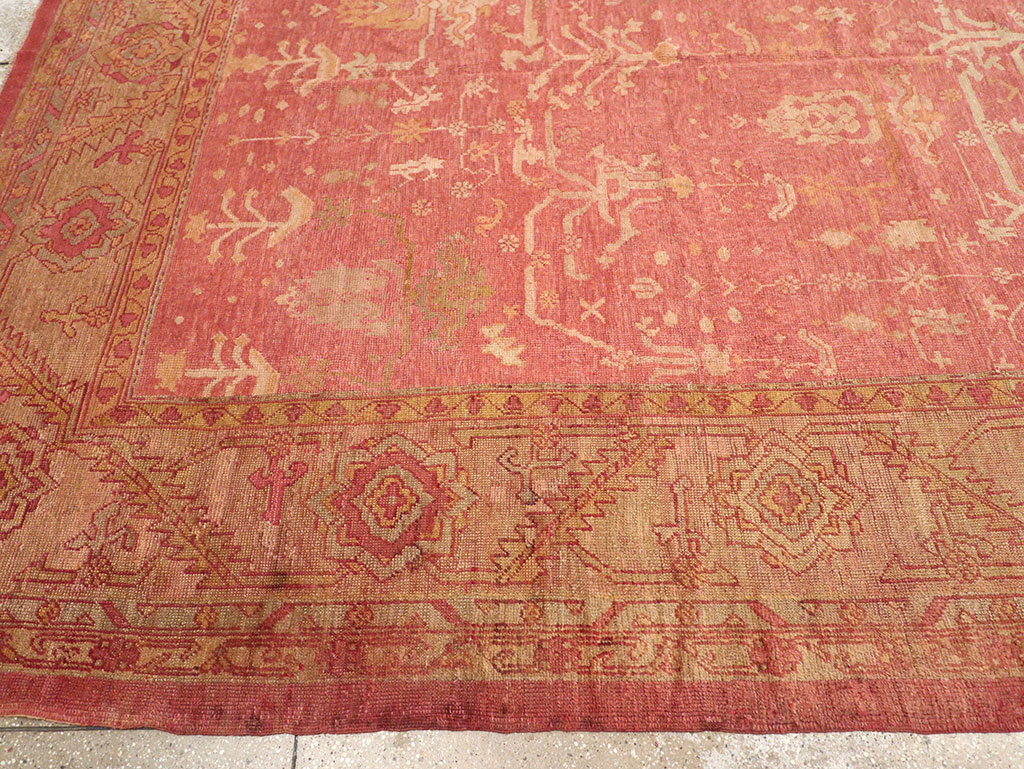 Antique Turkish Oushak Large Square Room Size Carpet, No.29099 - Staging