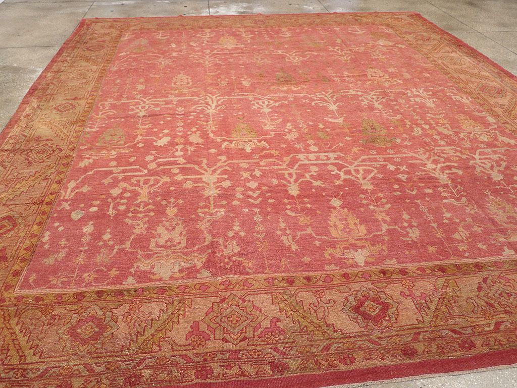 Antique Turkish Oushak Large Square Room Size Carpet, No.29099 - Staging