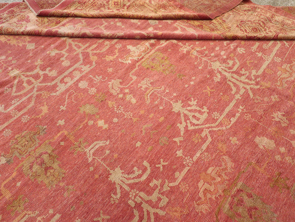 Antique Turkish Oushak Large Square Room Size Carpet, No.29099 - Staging