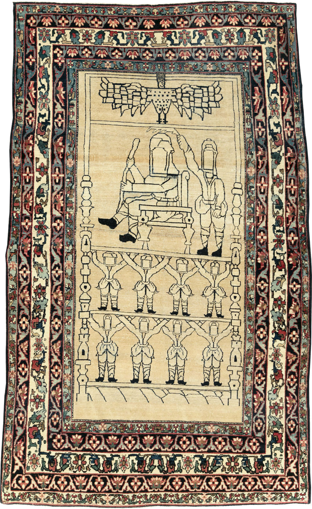 Antique Lavar Kerman Pictorial Rug, No.29105 - Staging