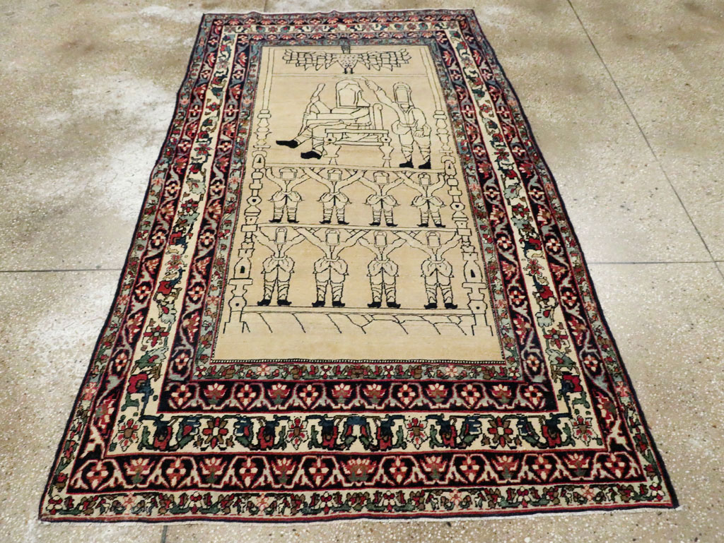 Antique Lavar Kerman Pictorial Rug, No.29105 - Staging
