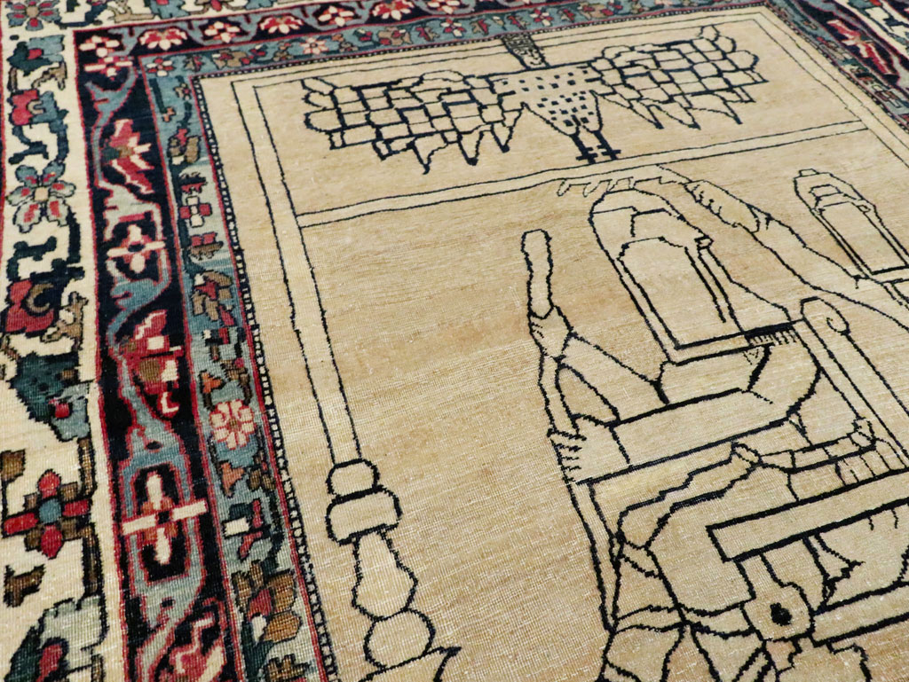 Antique Lavar Kerman Pictorial Rug, No.29105 - Staging