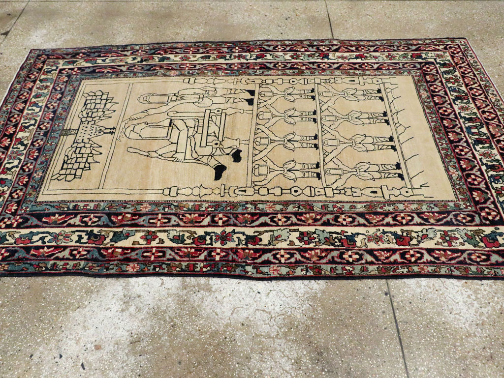Antique Lavar Kerman Pictorial Rug, No.29105 - Staging