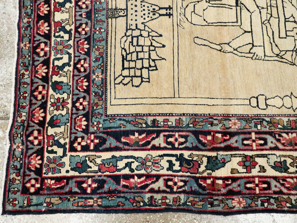 Antique Lavar Kerman Pictorial Rug, No.29105 - Staging