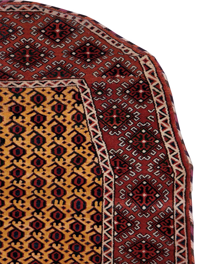 Vintage Central Asian Turkoman Tribal Throw Rug, No.29113 - Staging