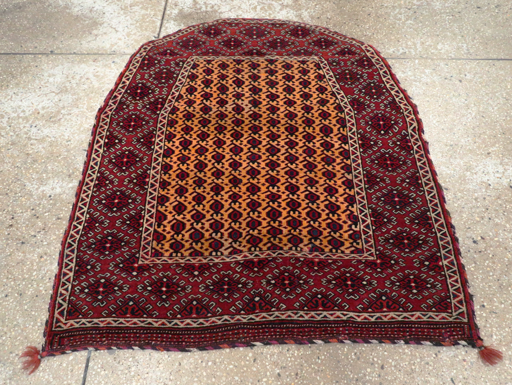Vintage Central Asian Turkoman Tribal Throw Rug, No.29113 - Staging