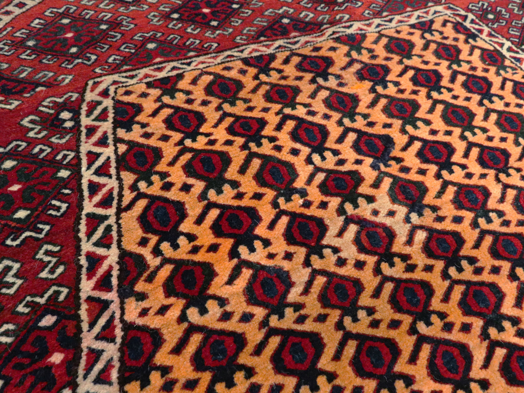 Vintage Central Asian Turkoman Tribal Throw Rug, No.29113 - Staging