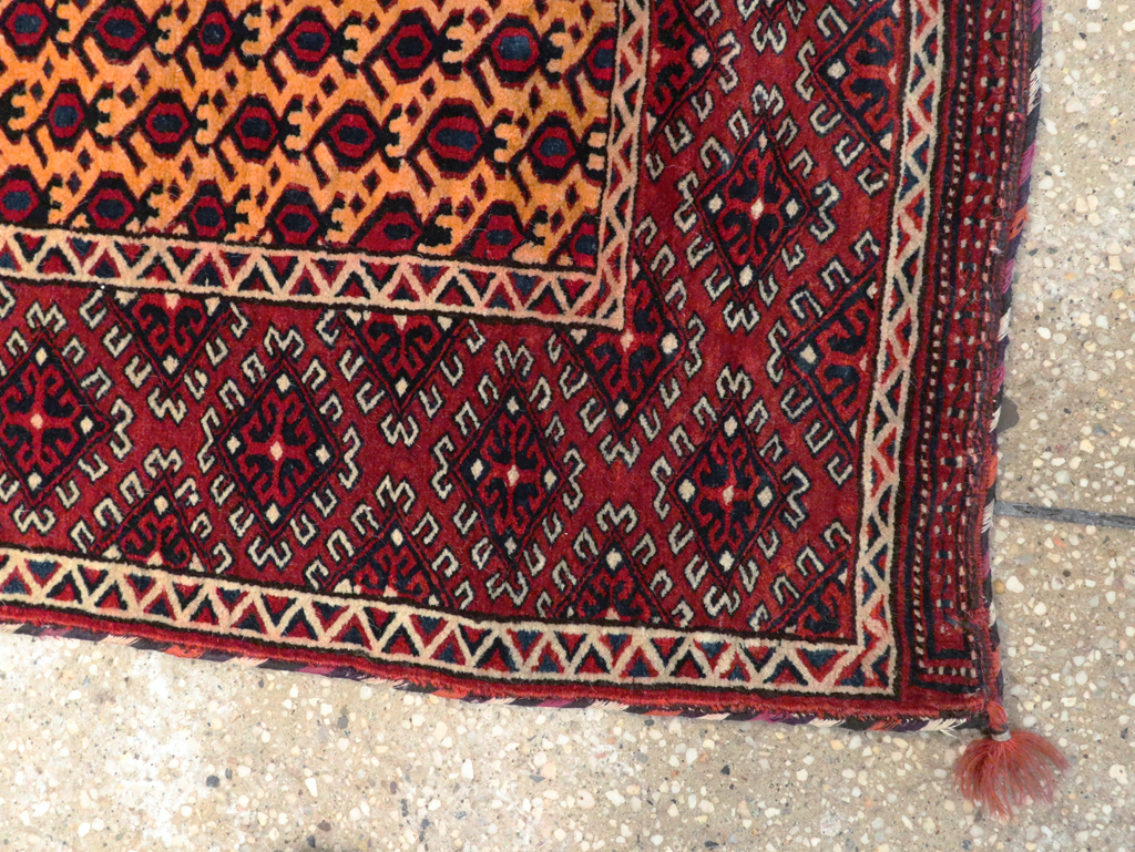 Vintage Central Asian Turkoman Tribal Throw Rug, No.29113 - Staging