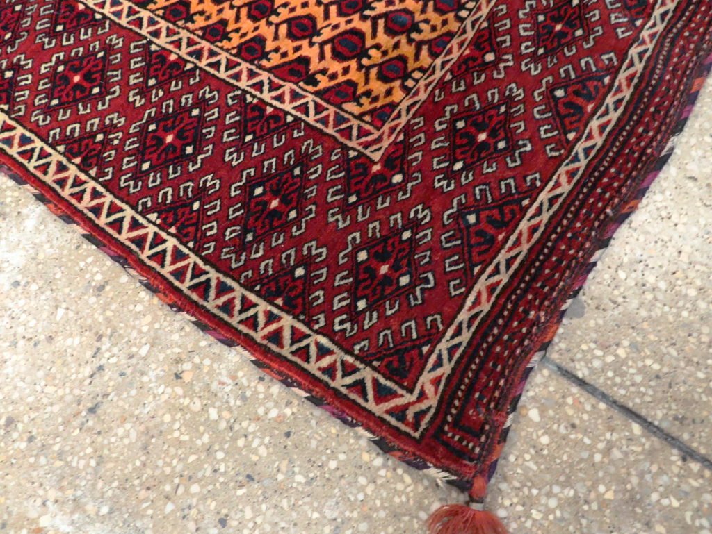 Vintage Central Asian Turkoman Tribal Throw Rug, No.29113 - Staging