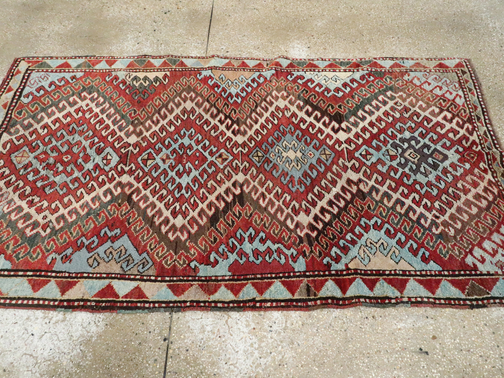 Antique Caucasian Kazak Throw Rug, No.29115 - Staging