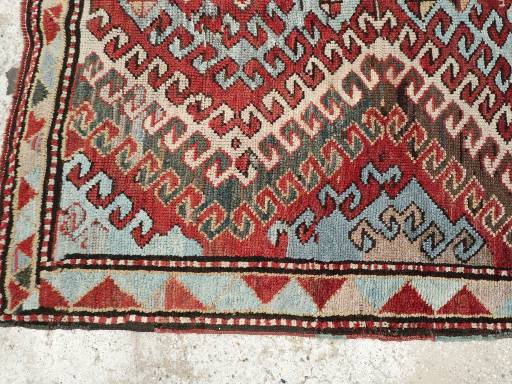 Antique Caucasian Kazak Throw Rug, No.29115 - Staging