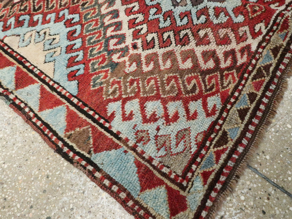 Antique Caucasian Kazak Throw Rug, No.29115 - Staging