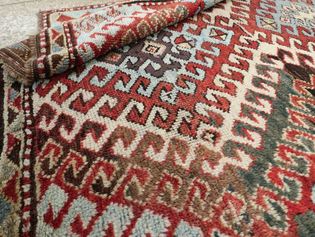 Antique Caucasian Kazak Throw Rug, No.29115 - Staging