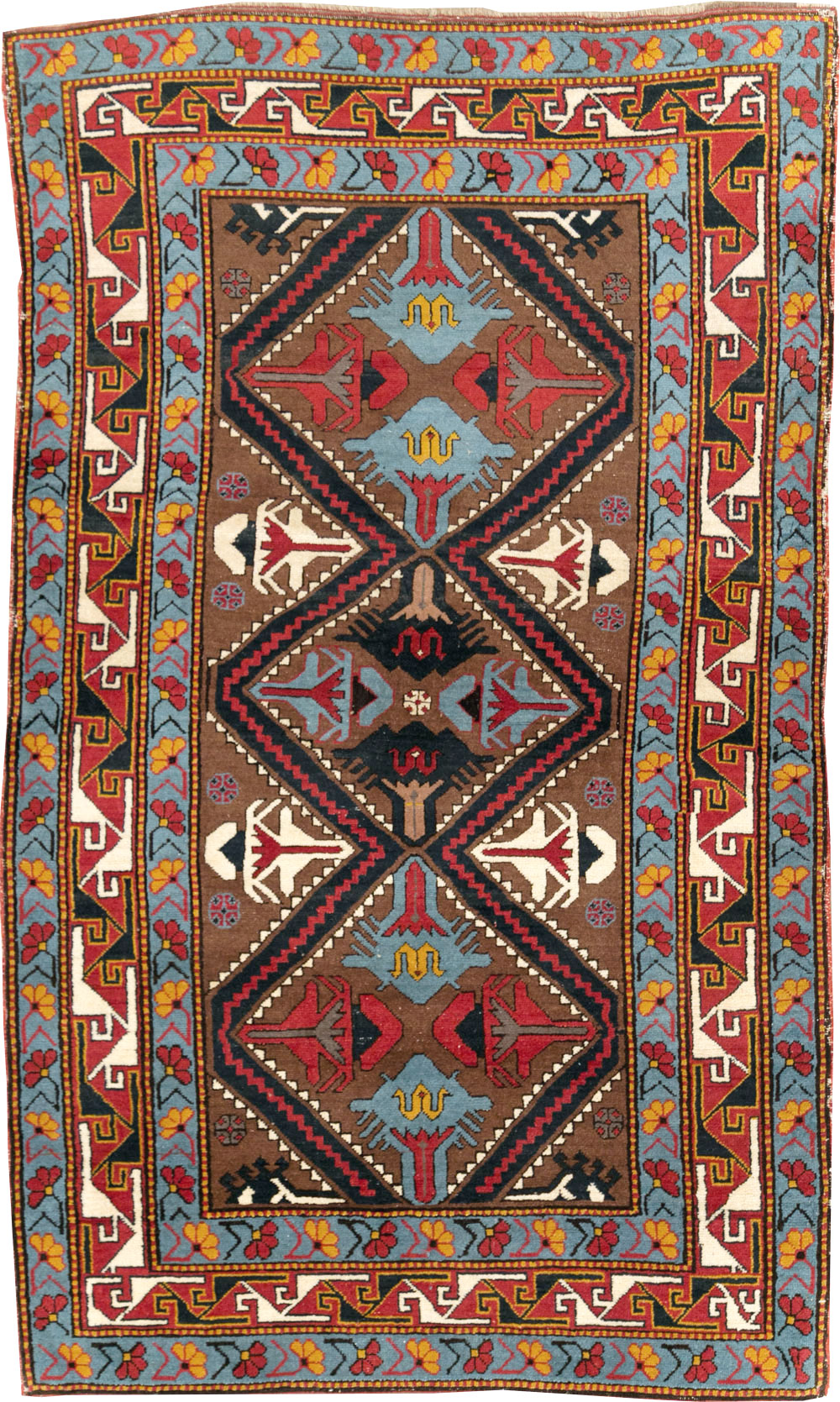 Antique Caucasian Throw Rug, No.29116 - Staging