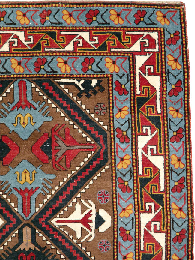 Antique Caucasian Throw Rug, No.29116 - Staging