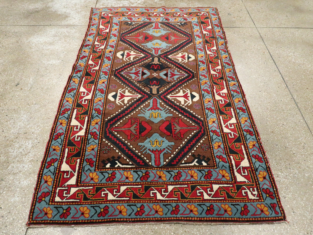 Antique Caucasian Throw Rug, No.29116 - Staging