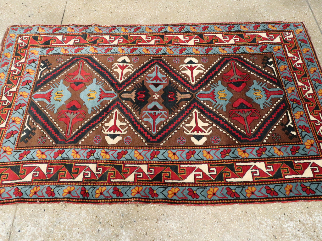 Antique Caucasian Throw Rug, No.29116 - Staging
