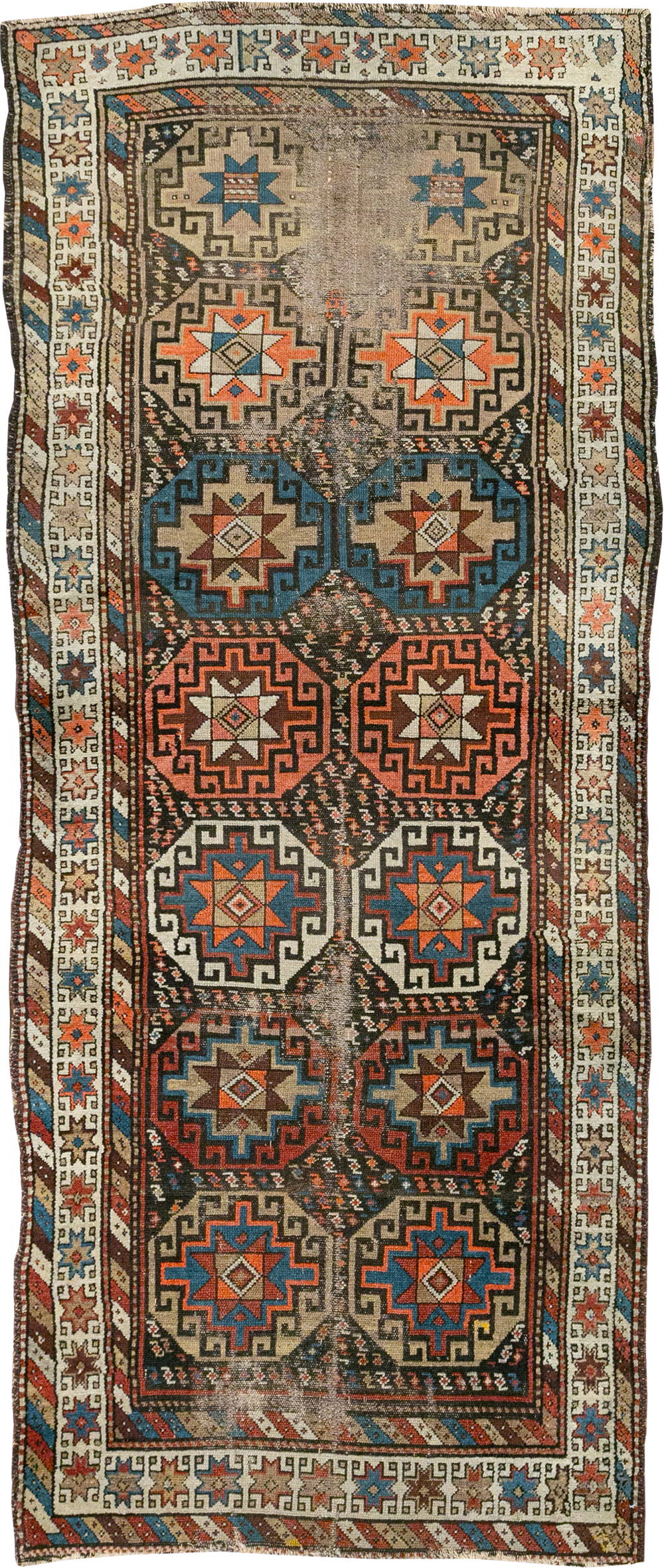 Antique Caucasian Kazak Runner, No.29117 - Staging