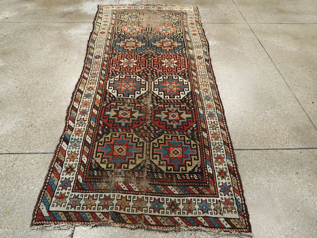 Antique Caucasian Kazak Runner, No.29117 - Staging
