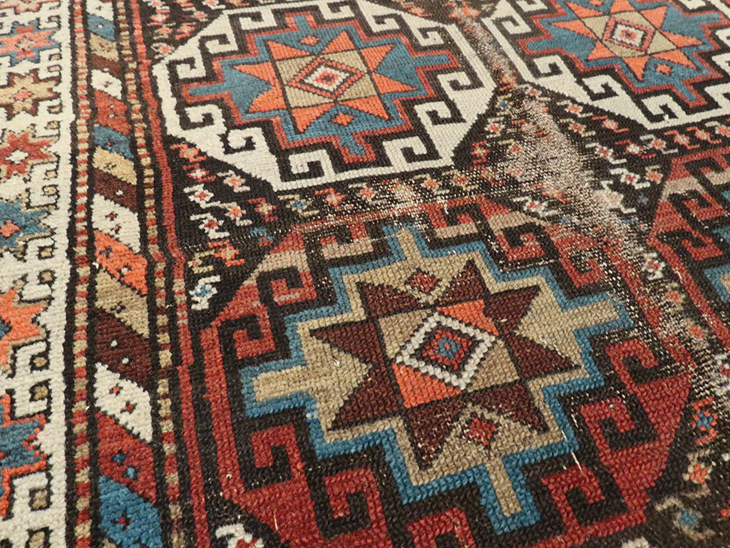 Antique Caucasian Kazak Runner, No.29117 - Staging