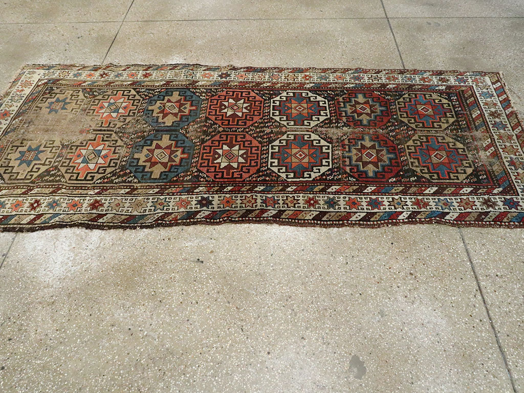 Antique Caucasian Kazak Runner, No.29117 - Staging