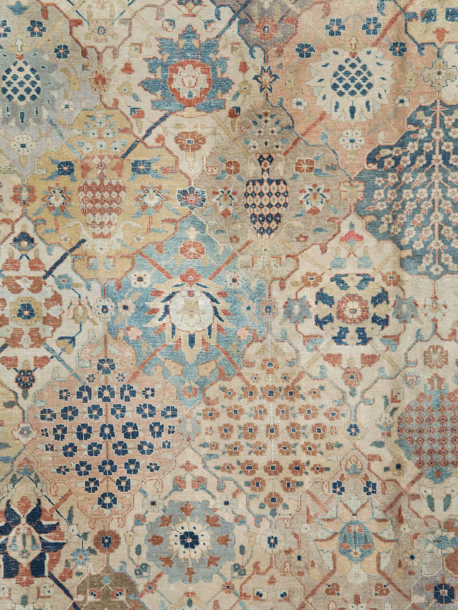 Antique Persian Tabriz Room Size Carpet, No.29122 - Staging