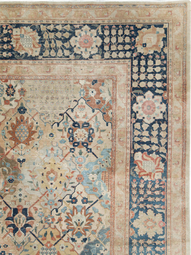 Antique Persian Tabriz Room Size Carpet, No.29122 - Staging