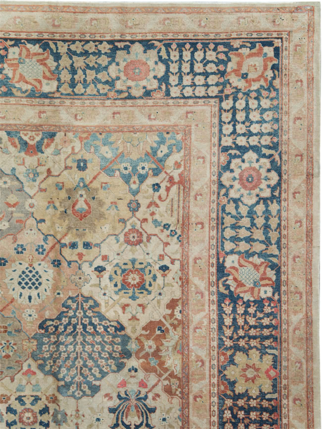 Antique Persian Tabriz Room Size Carpet, No.29122 - Staging