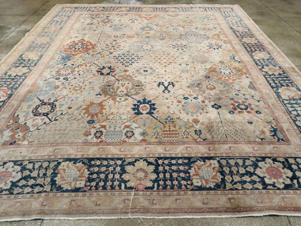 Antique Persian Tabriz Room Size Carpet, No.29122 - Staging