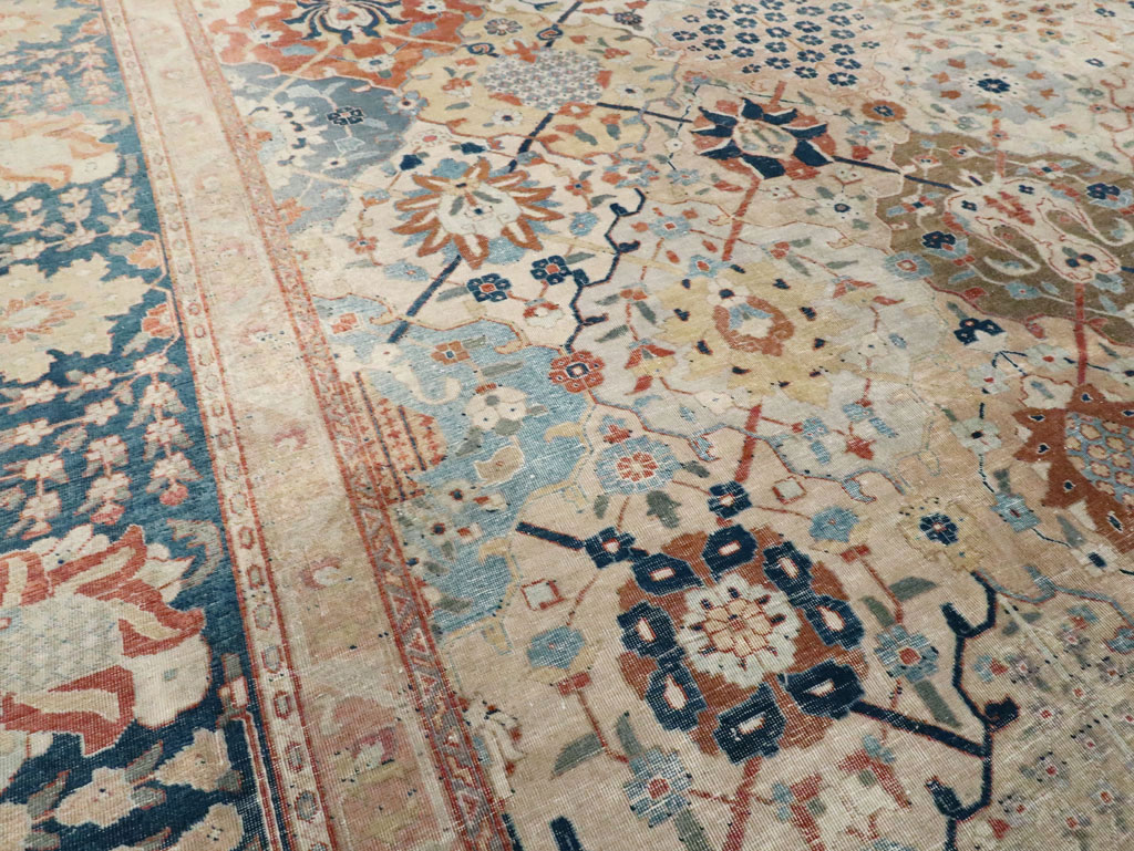 Antique Persian Tabriz Room Size Carpet, No.29122 - Staging