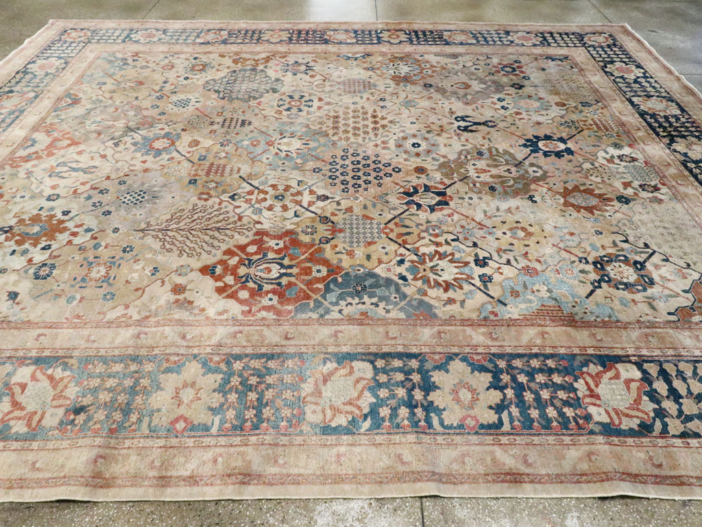 Antique Persian Tabriz Room Size Carpet, No.29122 - Staging