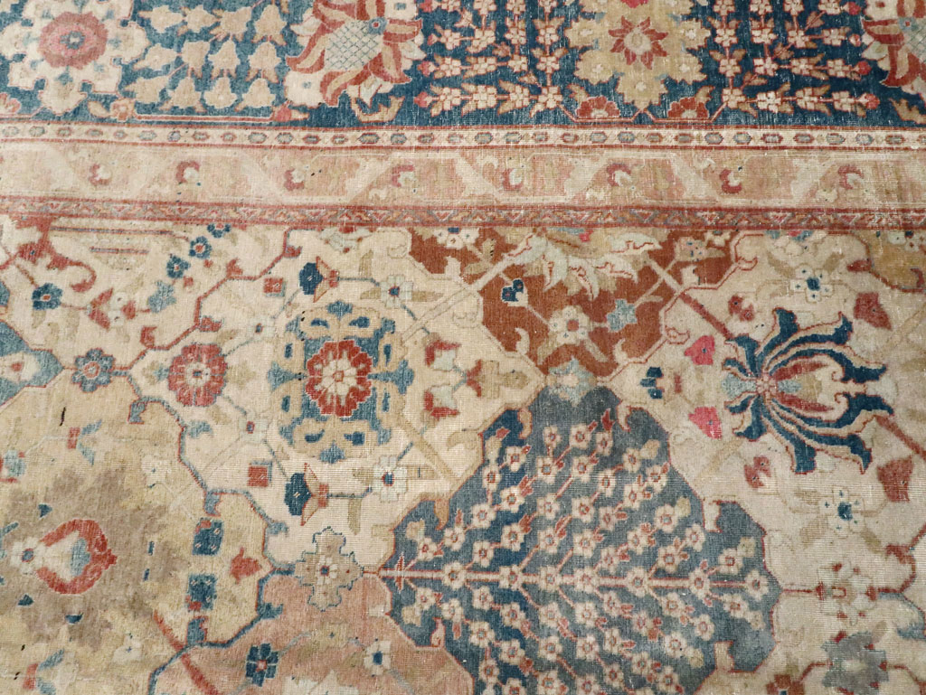 Antique Persian Tabriz Room Size Carpet, No.29122 - Staging