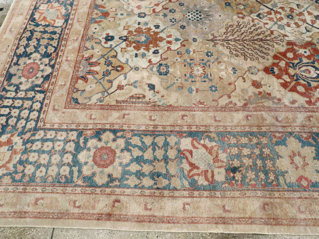 Antique Persian Tabriz Room Size Carpet, No.29122 - Staging