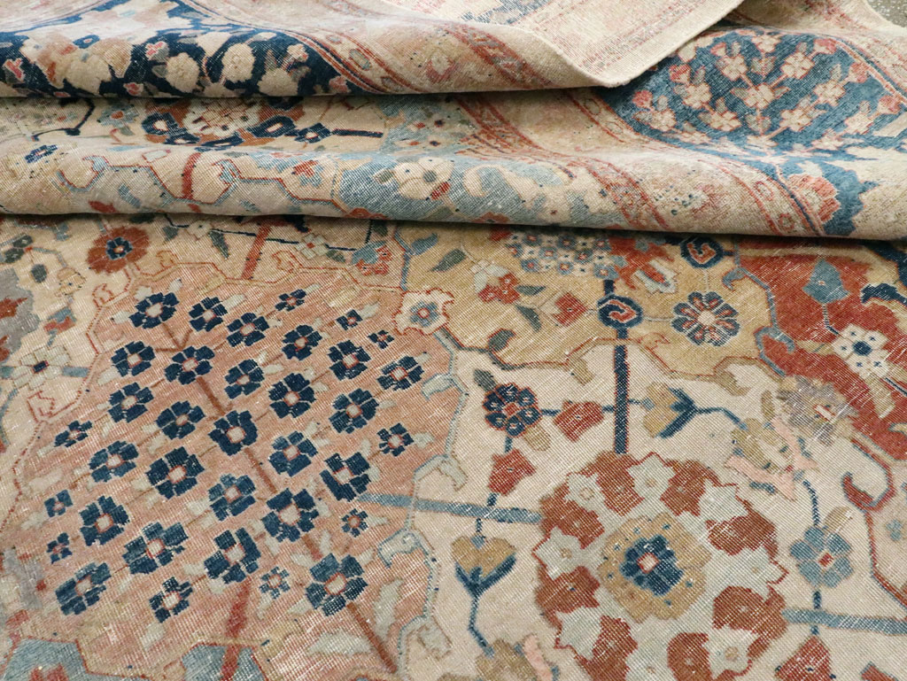 Antique Persian Tabriz Room Size Carpet, No.29122 - Staging