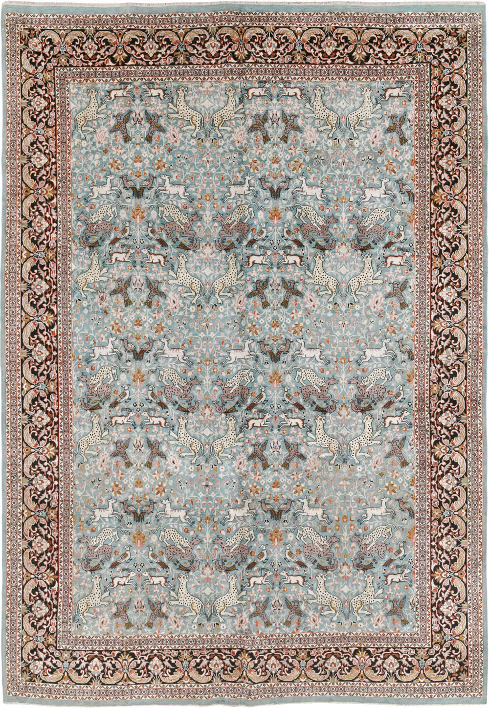 Vintage Indian Kashmir Pictorial Room Size Carpet, No.29124 - Staging