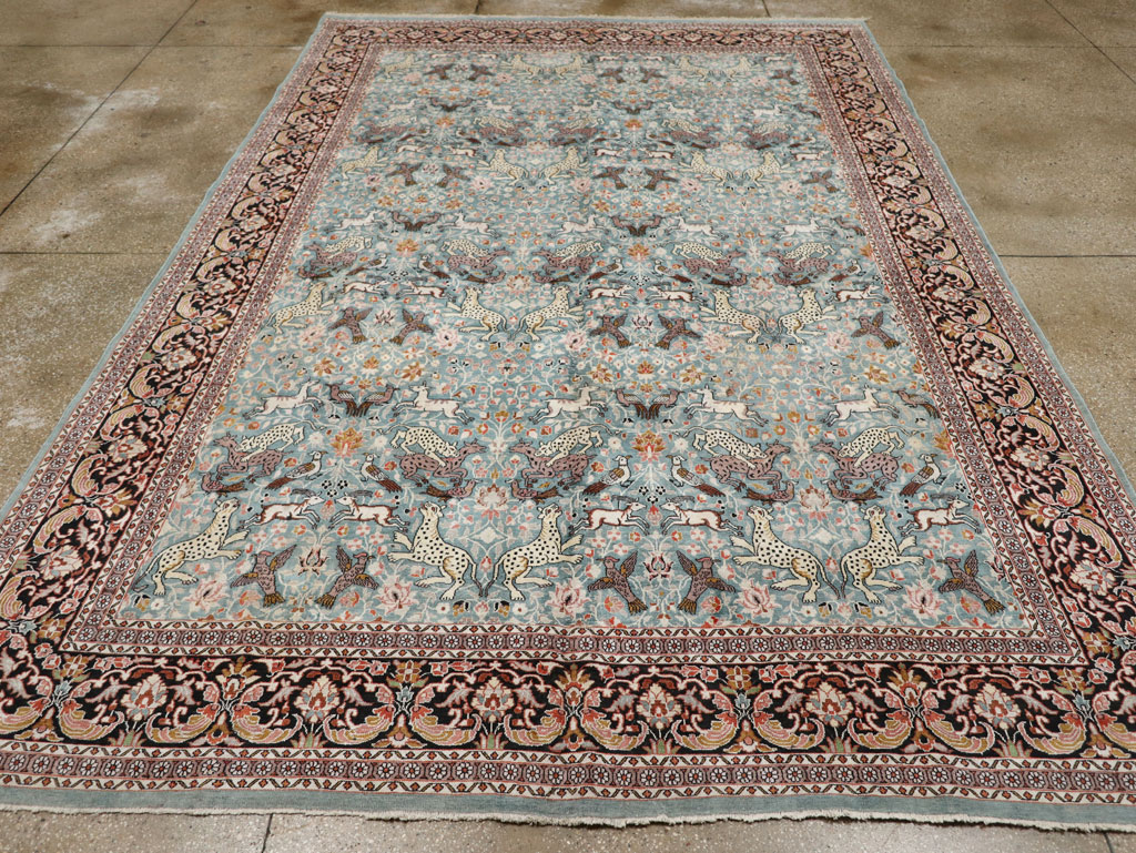 Vintage Indian Kashmir Pictorial Room Size Carpet, No.29124 - Staging