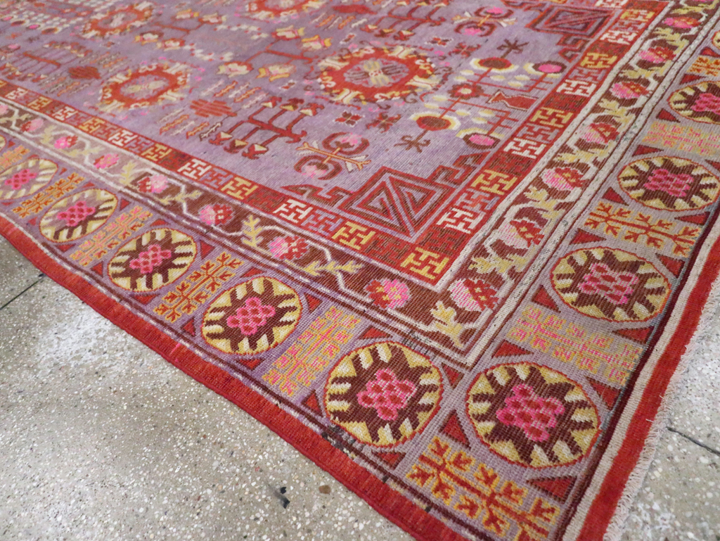 Antique East Turkestan Khotan Gallery Carpet, No.29125 - Staging