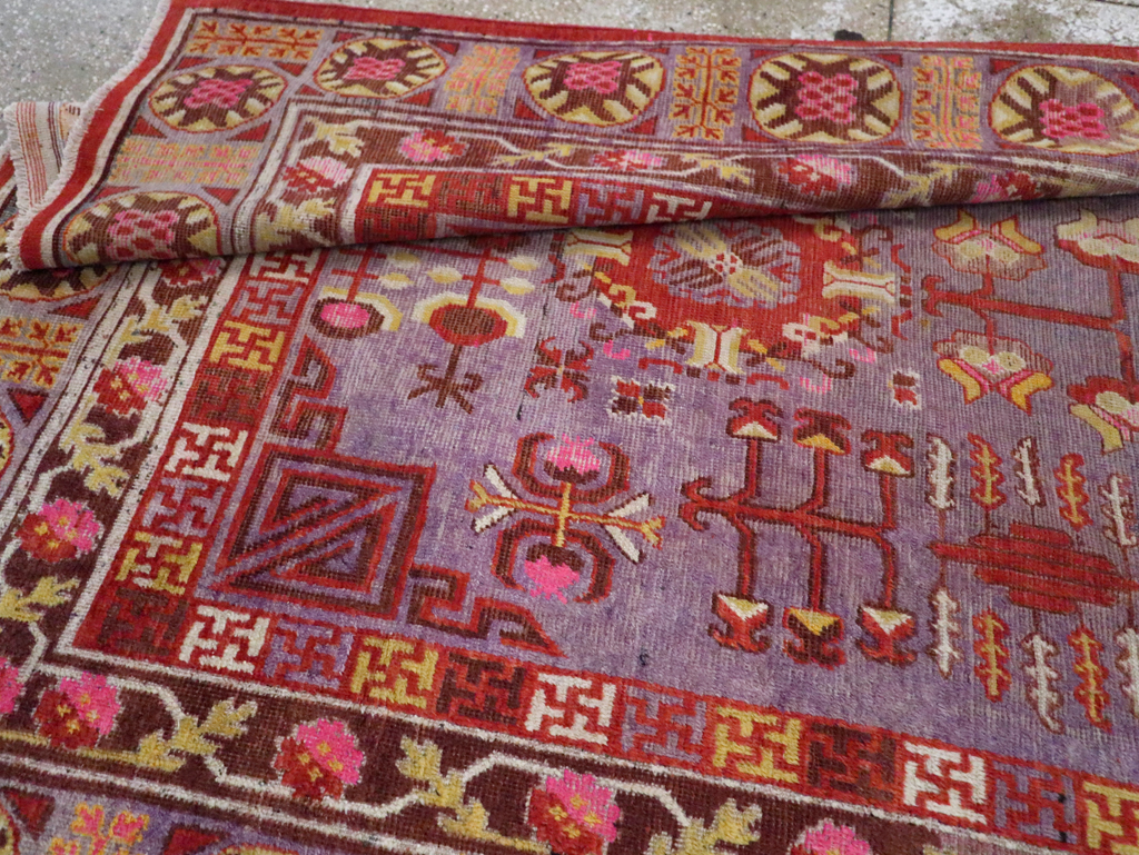 Antique East Turkestan Khotan Gallery Carpet, No.29125 - Staging
