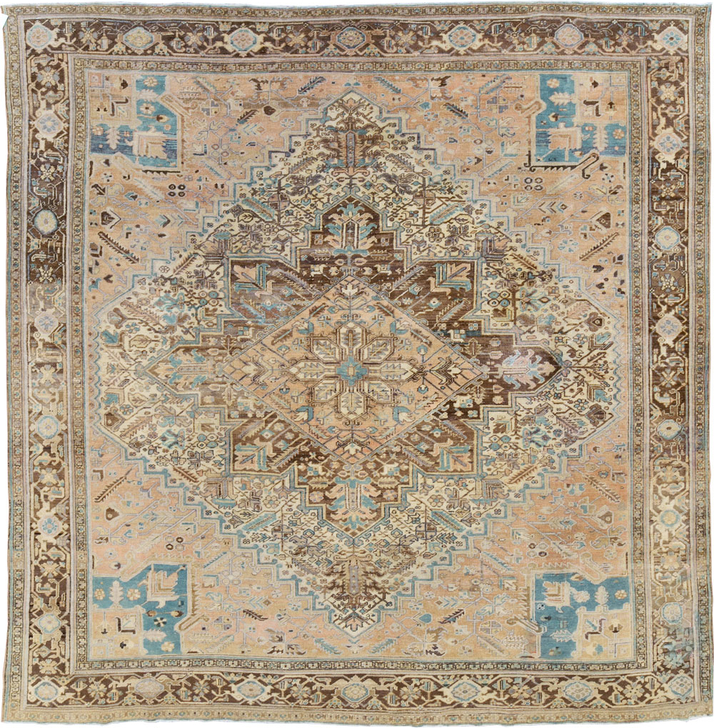 Antique Persian Heriz Square Carpet, No.29132 - Staging