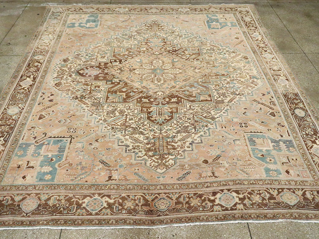 Antique Persian Heriz Square Carpet, No.29132 - Staging