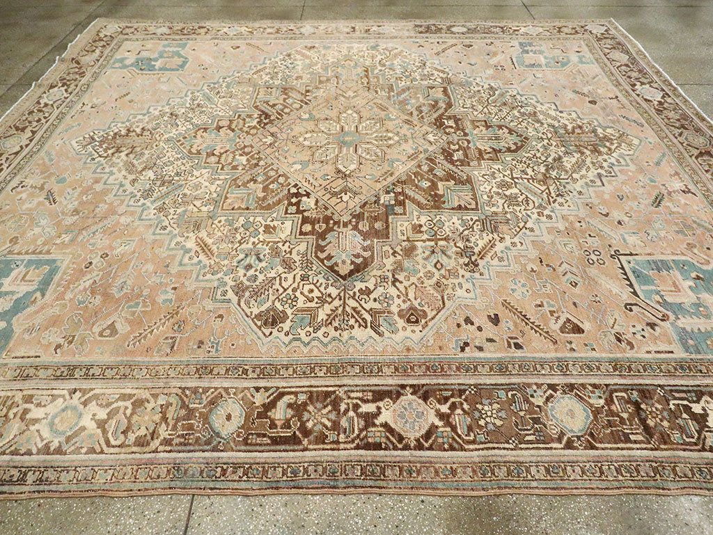 Antique Persian Heriz Square Carpet, No.29132 - Staging
