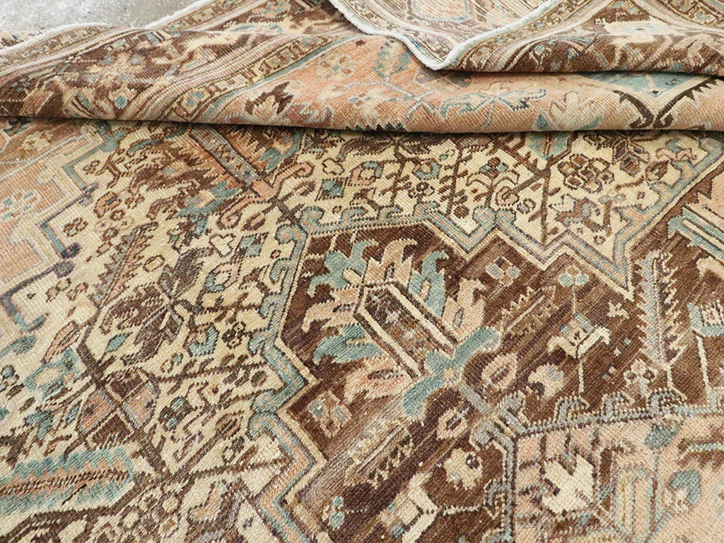 Antique Persian Heriz Square Carpet, No.29132 - Staging