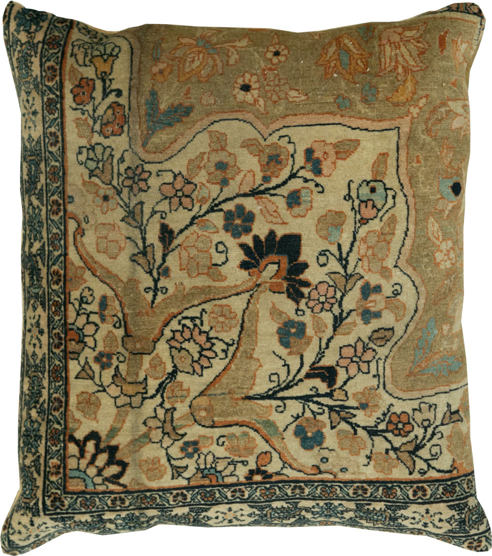 Antique Persian Tabriz Haji Jalili Pillow, No.29139 - Staging