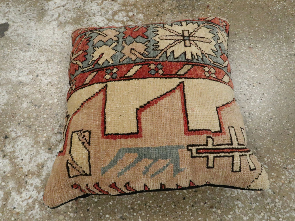 Antique Persian Serapi Square Pillow, No.29140 - Staging